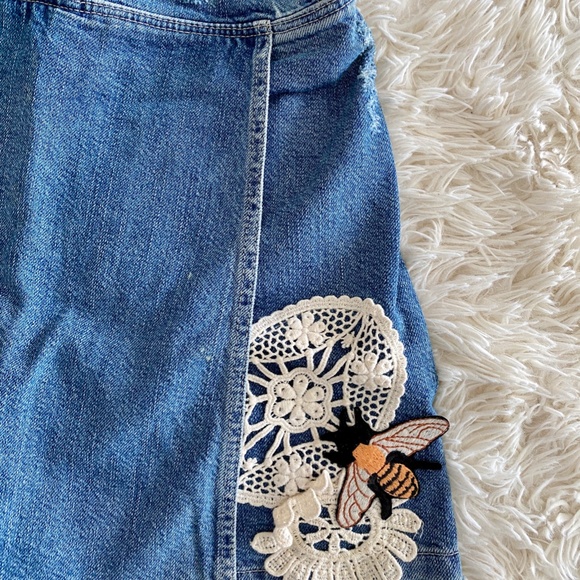 Zara Denim and Lace Overall Skort Dress - Picture 2 of 10